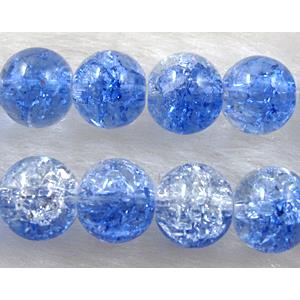 round Crackle Glass beads, blue, 8mm dia, 115pcs per st