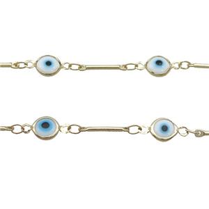 Copper Chain Evil Eye Lampwork Gold Plated, approx 7mm