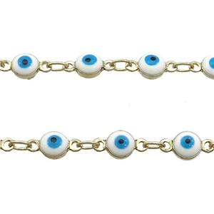 Copper Chain Evil Eye Lampwork Gold Plated, approx 5mm