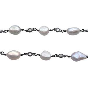 Copper Chain With Pearl Black Plated, approx 8-10mm, 4mm