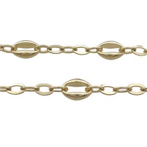Copper Chain Gold Plated, approx 11-16mm, 6-10mm