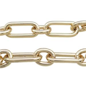 Aluminium Paperclip Chain Gold Plated, approx 12-15mm, 12-26mm