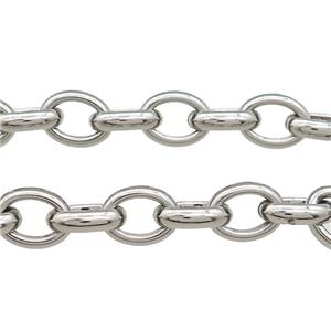Alloy Rolo Chain Platinum Plated, approx 11-15mm
