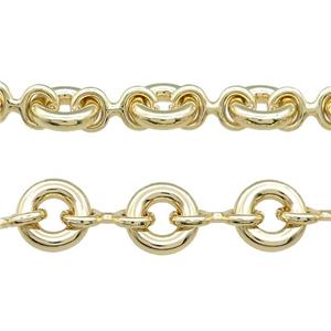 Alloy Chain Gold Plated, approx 15mm, 10-19mm