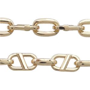 Alloy Chain Gold Plated, approx 9-14mm, 10-17mm
