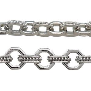 Alloy Chain Platinum Plated, approx 8-11mm, 10mm