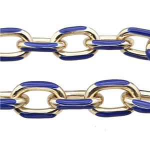 Aluminium Rolo Chain Lapis Blue Enamel Gold Plated, approx 15-21mm