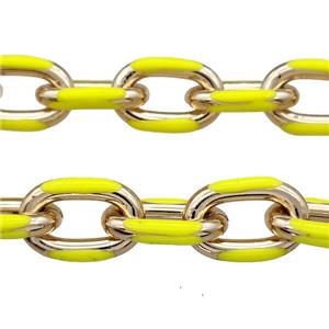 Aluminium Rolo Chain Yellow Enamel Gold Plated, approx 15-21mm