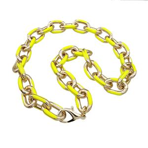 Aluminium Necklace Yellow Enamel Gold Plated, approx 15-21mm, 42cm length