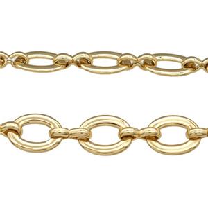 Copper Chain Gold Plated, approx 8-10mm