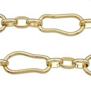 Copper Chain Gold Plated, approx 9-12.5mm, 20-35mm