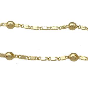 Copper Chain Ball Gold Plated, approx 3.5mm, 1.5mm