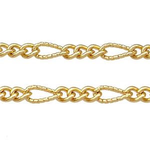 Copper Chain Gold Plated, approx 4mm, 4-9mm