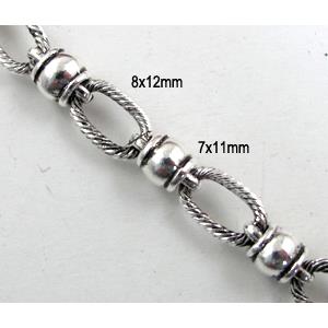 Antique Silver Alloy Chain, 8x12mm, 7x11mm