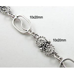 Antique Silver Alloy Chain, 10x20mm