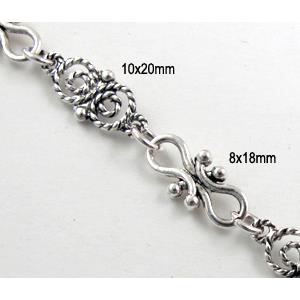 Antique Silver Alloy Chain, 10x20mm, 8x18mm