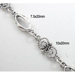 Antique Silver Alloy Chain, 10x20mm, 7.5x20mm