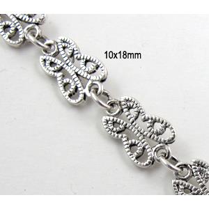 Antique Silver Alloy Chain, 10x18mm