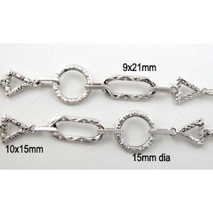 Antique Silver Alloy Chain, 9x21mm, 10x15mm, 15mm dia