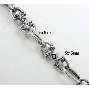 Antique Silver Alloy Chain, 5x15mm, 5x10mm