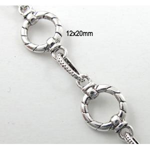 Antique Silver Alloy Chain, 12x20mm