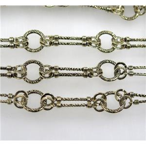Tibetan silver Alloy Chain, light gold plated, approx 98cm(38 inch) length