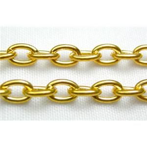 Rolo Chain, iron, gold plated, approx 3x4mm