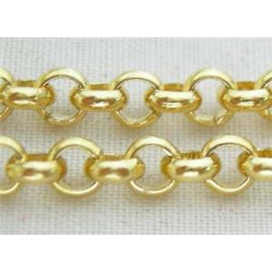 Rolo Chain, iron, gold plated, 4mm wide