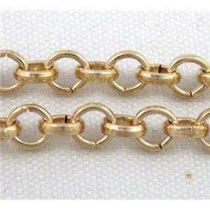 14K gold plated iron ROLO chain, approx 3.8mm dia