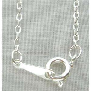 Silver Plated Copper Necklace Chain, 1.5x2mm, approx 17 inches length