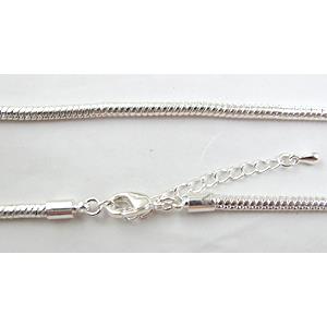 copper snake chain for necklace, NF, silver plated, 3mm thickness, 19 inch length