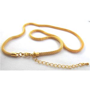 copper chain necklace, golden plated, approx 3mm dia, 16.9 inch(43cm) length