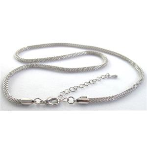 copper necklace chain, platinum plated, approx 3mm dia, 16.9 inch(43cm) length
