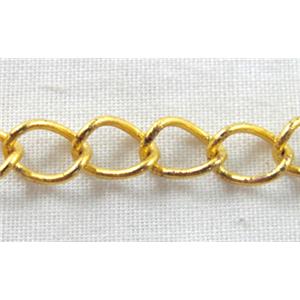 Gold Plated Copper Chain, 4x5mm, 0.7mm thick