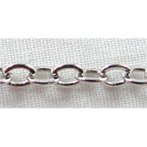Platinum Plated Copper Chain, 2.8x3.5mm
