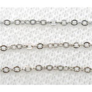 copper chain, flat, platinum plated, approx 1.5x2mm