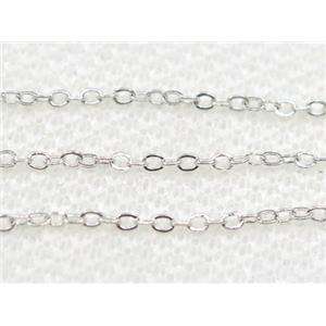 copper chain, flat, silver plated, approx 2x2.5mm
