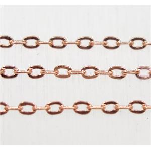 copper chain, flat, rose gold, approx 1.5x2mm