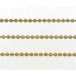 Raw Brass Faceted Round Ball Beaded Chain, approx 1.0mm dia