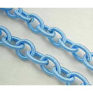 Blue Handcraft Fabric Chains, 8x12mm, 36 inches per st.