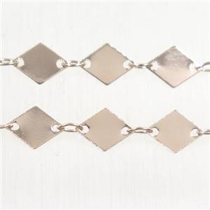 Copper chain, rhombic, rose gold, approx 6x8.5mm