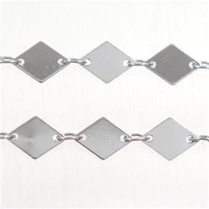 Copper chain, rhombic, platinum plated, approx 6x8.5mm