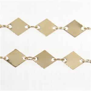 Copper chain, rhombic, gold plated, approx 6x8.5mm