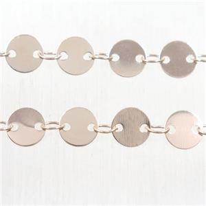 Copper chain, circle round, rose gold, approx 4mm dia