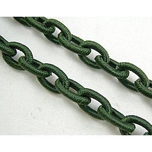 Deep Green Handcraft Fabric Chains, 8x12mm, 36 inches per st.