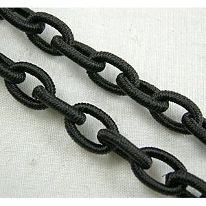 Deep Coffee Handcraft Fabric Rolo Chains, 8x12mm, 36 inches per st.