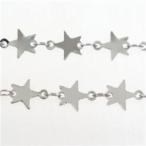 copper star chain, platinum plated, approx 6.5mm dia