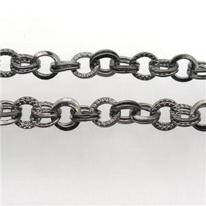Iron chain, black plated, approx 8mm