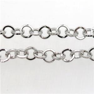 Iron chain, platinum plated, approx 6mm