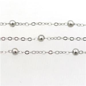 copper chain with ball, platinum plated, approx 2mm, 4mm